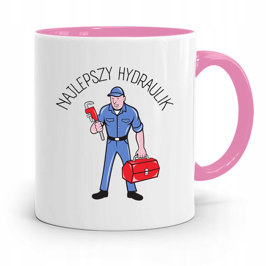 Kubek Różowy Prezent Dla Najlepszego Hydraulika Z Nadrukiem Ze Zdjęciem
