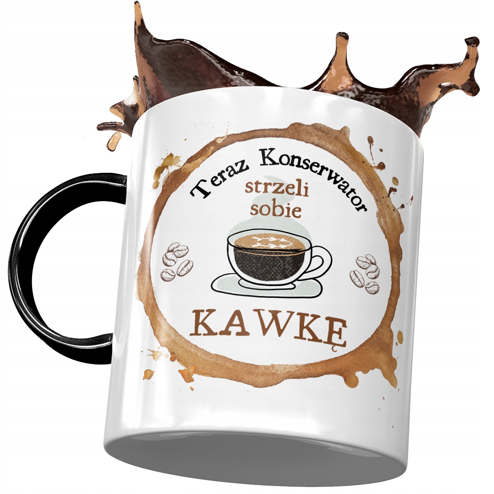 Kubek Czarny Dla Konserwatora Strzeli Sobie Kawkę Z Nadrukiem Ze Zdjęciem