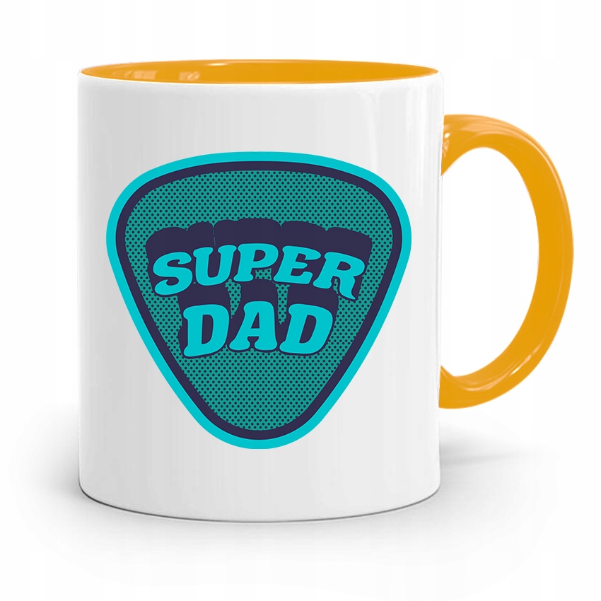 Kubek Żółty Prezent Na Dzień Ojca Super Dad Z Nadrukiem Ze Zdjęciem