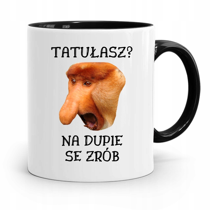 Kubek Czarny Nosacz Janusz Tatułasz Prezent Z Nadrukiem Ze Zdjęciem