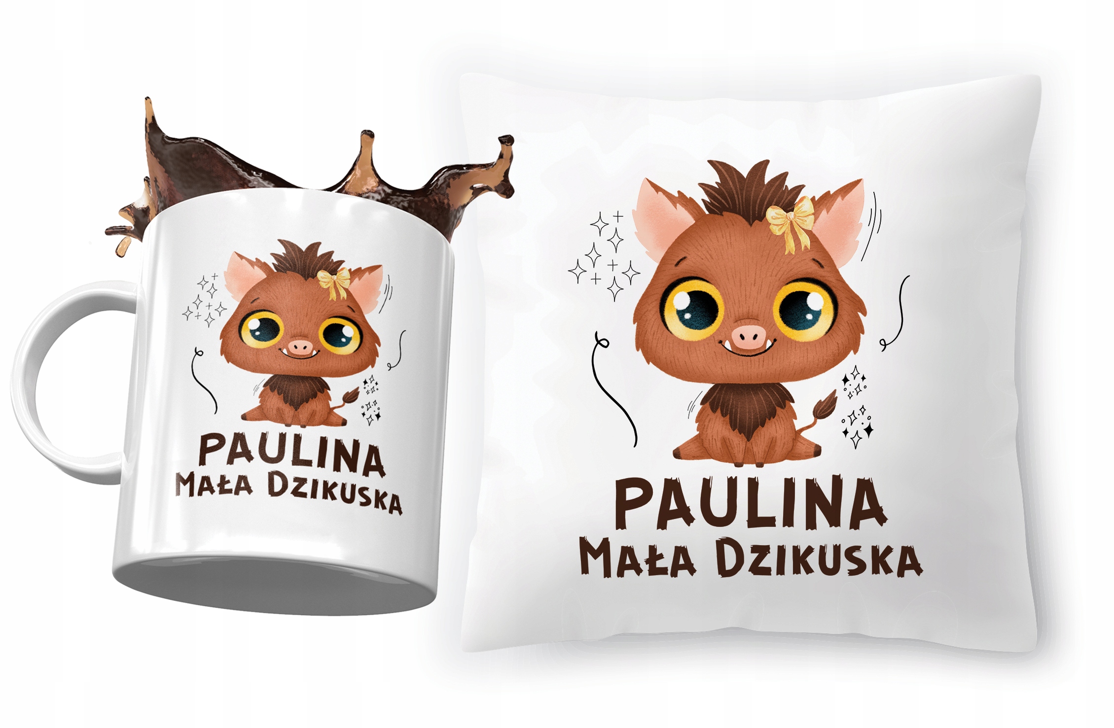 Zestaw Dla Pauliny Poduszka + Kubek Dla Dziecka Z Nadrukiem Ze Zdjęciem