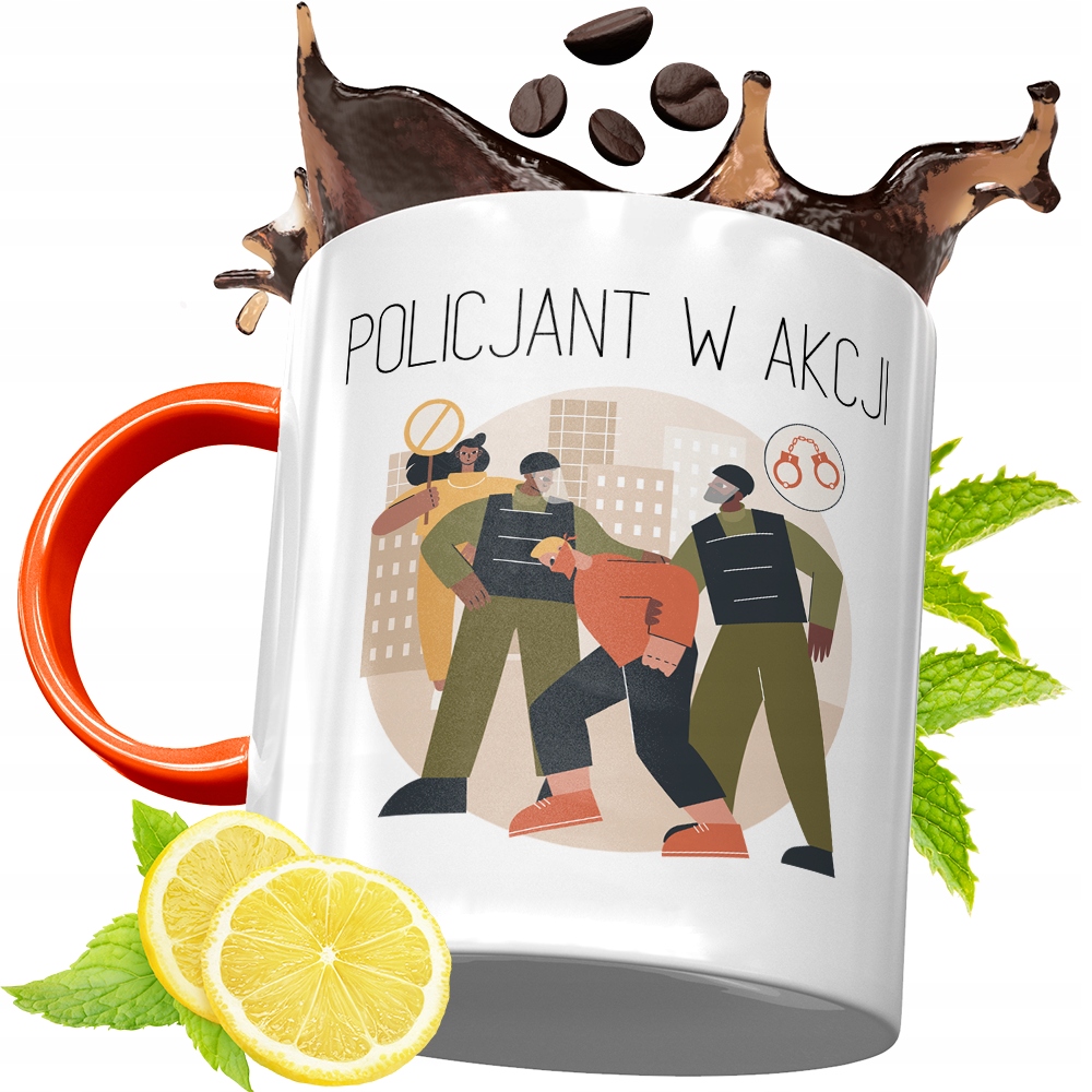 Kubek Pomarańczowy Dla Policjanta Idealny Prezent Z Nadrukiem Ze Zdjęciem