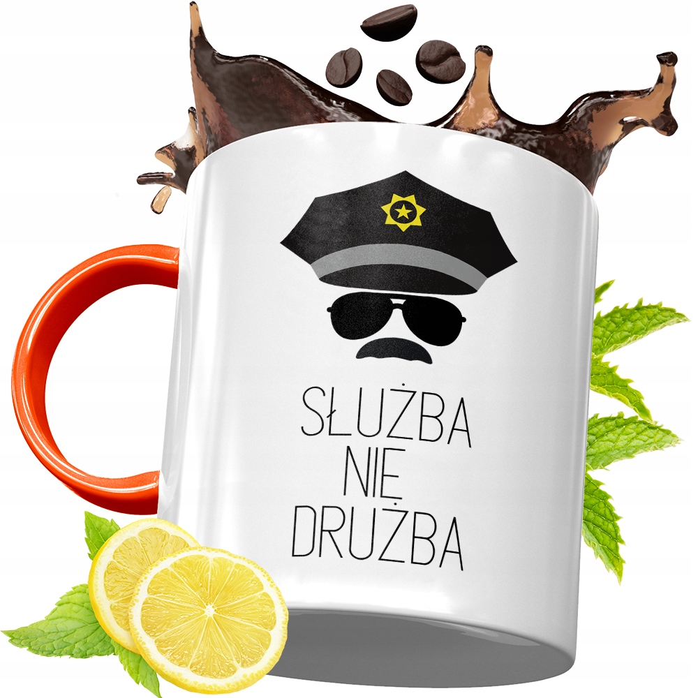 Kubek Pomarańczowy Dla Policjanta Idealny Prezent Z Nadrukiem Ze Zdjęciem