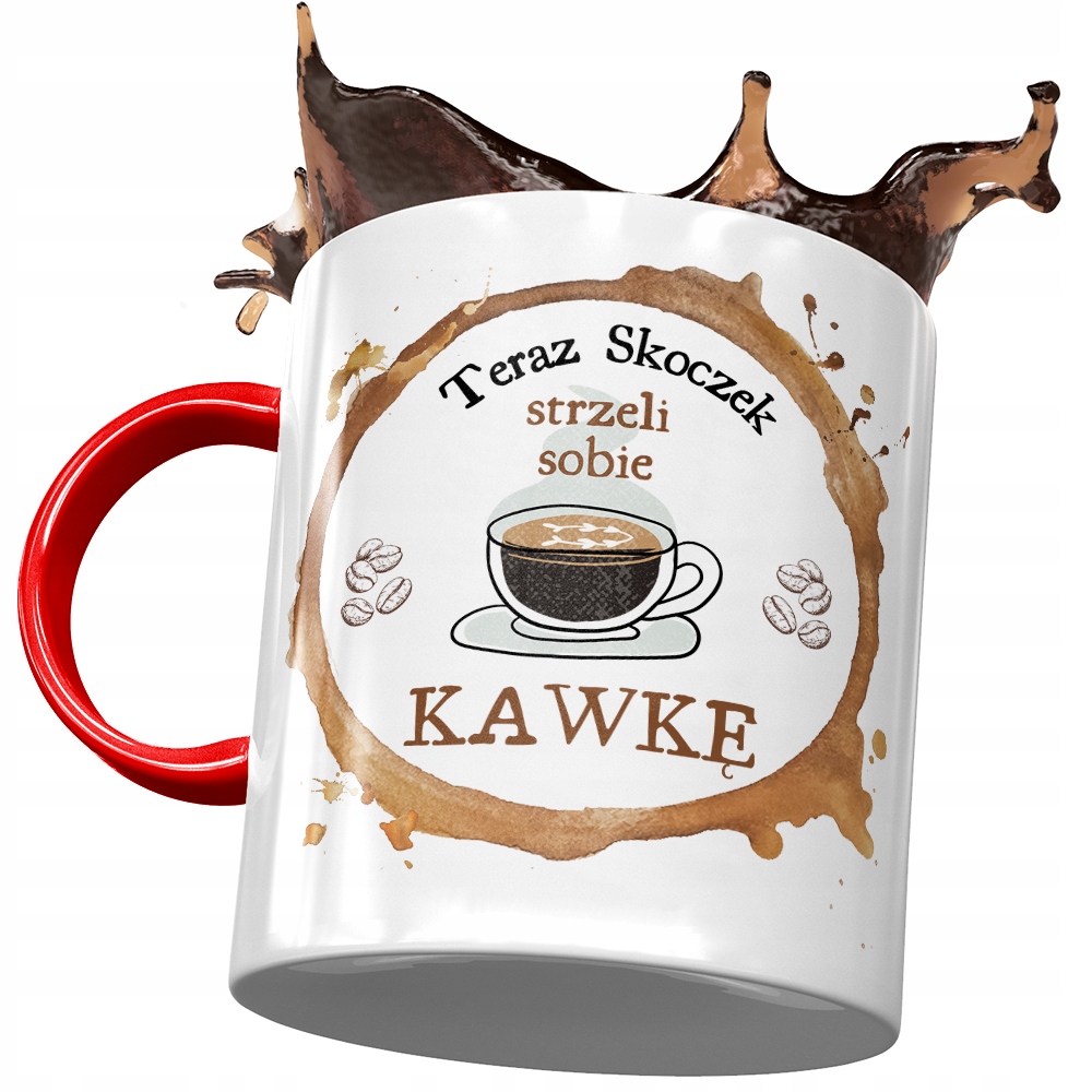 Kubek Czerwony Dla Skoczka Strzeli Sobie Kawkę Z Nadrukiem Ze Zdjęciem
