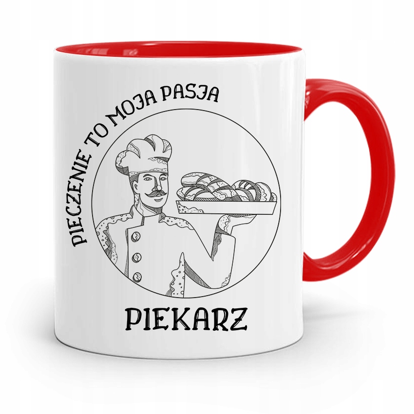 Kubek Czerwony Dla Piekarza Pieczenie To Pasja Z Nadrukiem Ze Zdjęciem