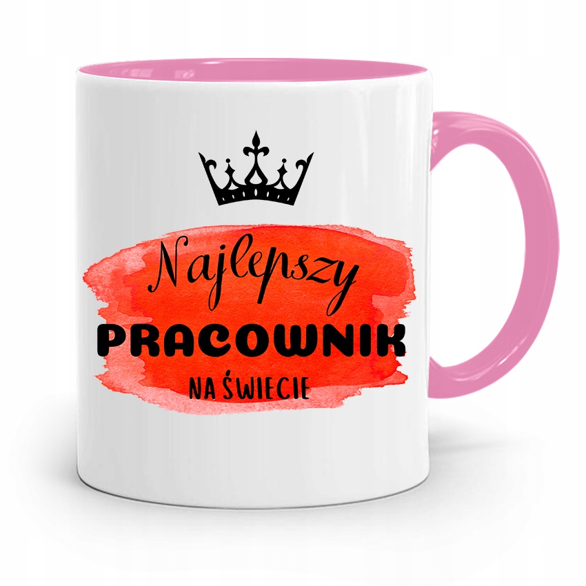 Dla Pracownika Kubek Różowy Najlepszy Na Świecie Z Nadrukiem Ze Zdjęciem
