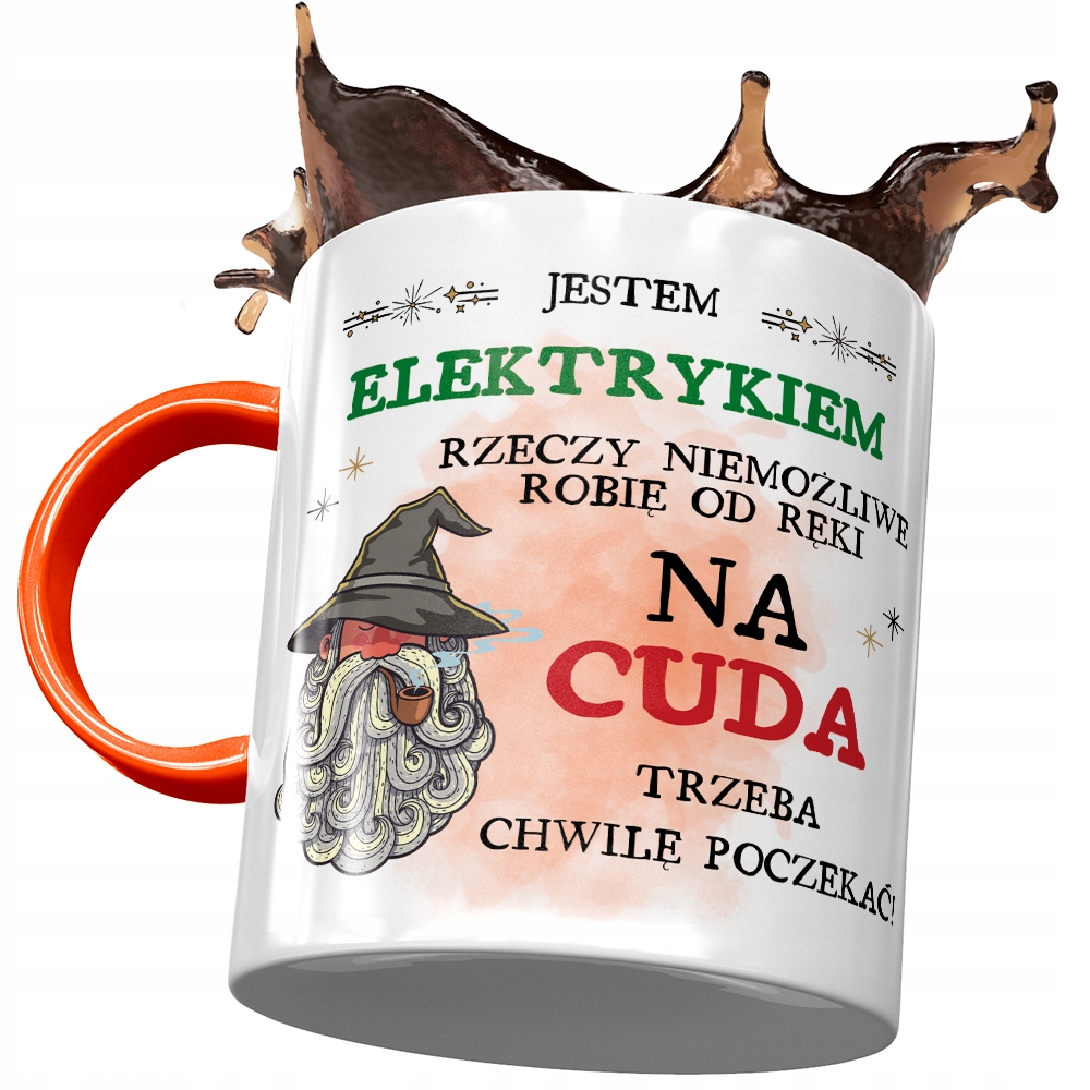 Kubek Pomarańczowy Dla Elektryka Prezent Z Nadrukiem Ze Zdjęciem