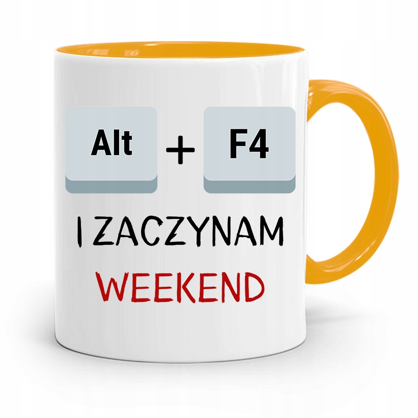 Kubek Żółty Informatyka Programisty Alt + F4 Z Nadrukiem Ze Zdjęciem