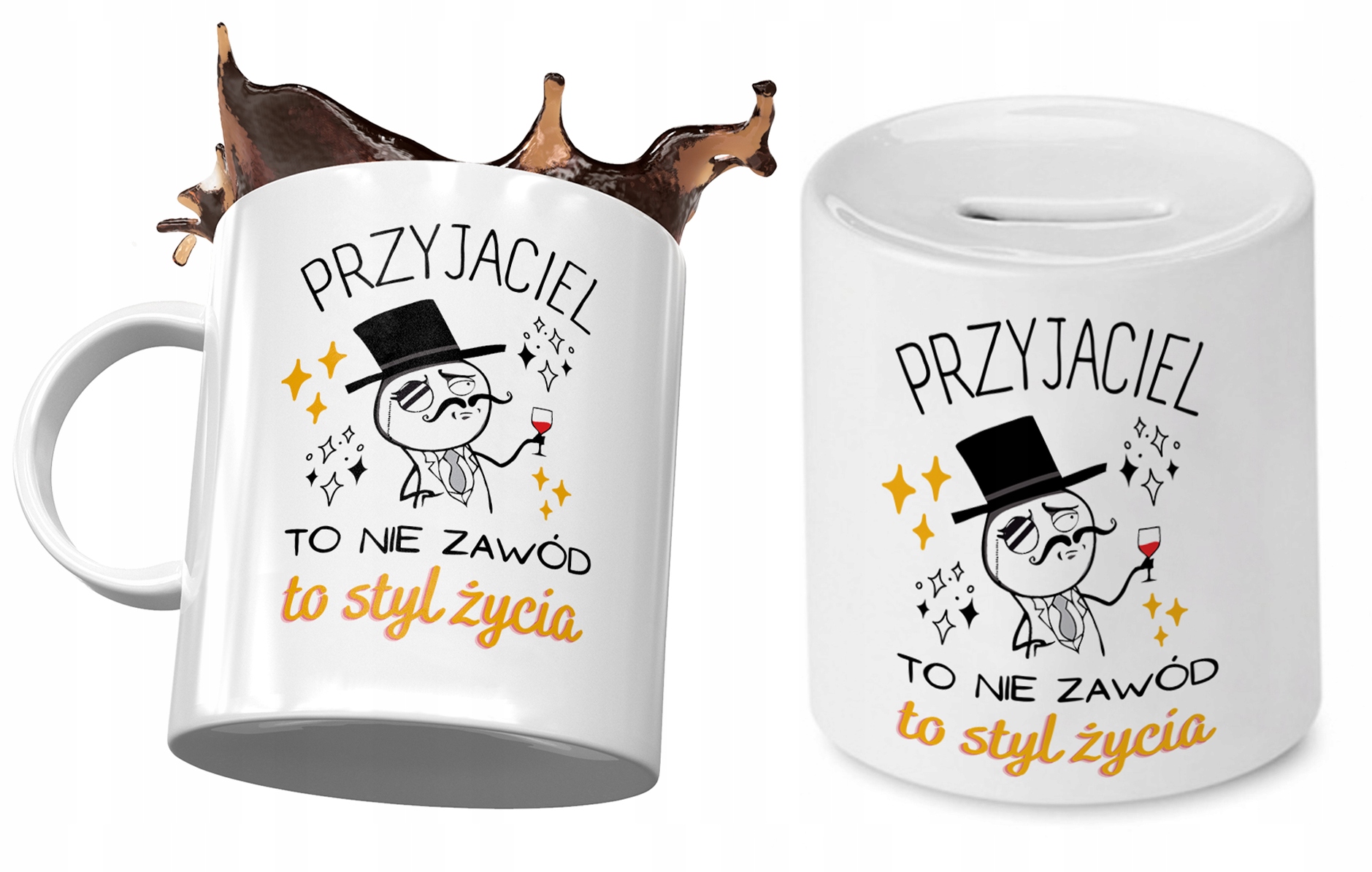 Przyjaciela Zestaw Kubek + Skarbonka Na Prezent Z Nadrukiem Ze Zdjęciem