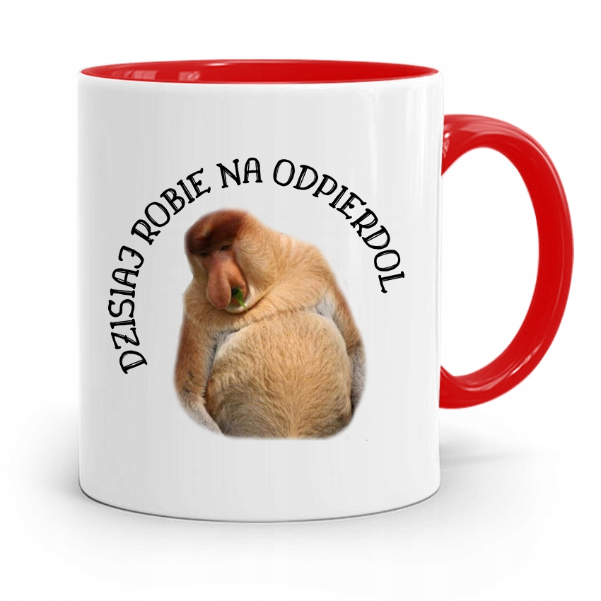 Kubek Czerwony Nosacz Janusz Robie Na Odpierdol Z Nadrukiem Ze Zdjęciem