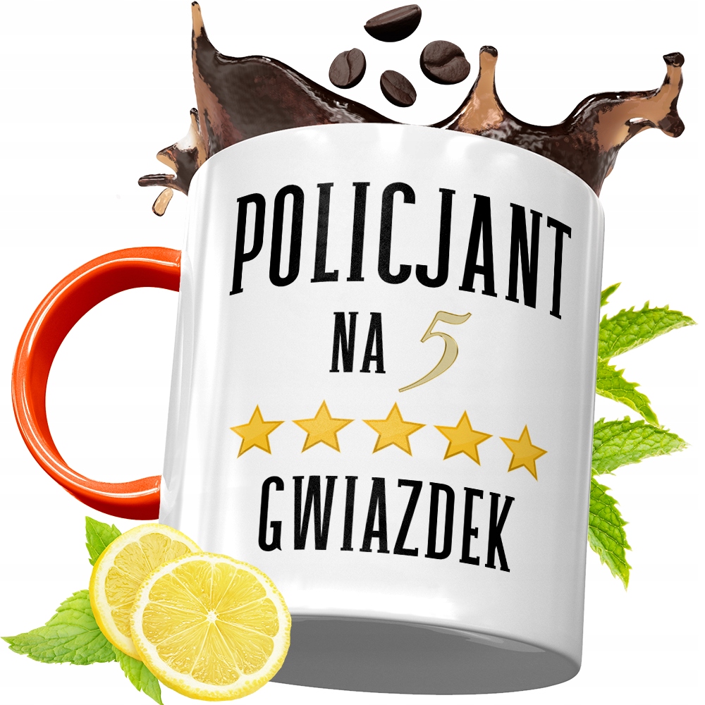 Kubek Pomarańczowy Dla Policjanta Idealny Prezent Z Nadrukiem Ze Zdjęciem