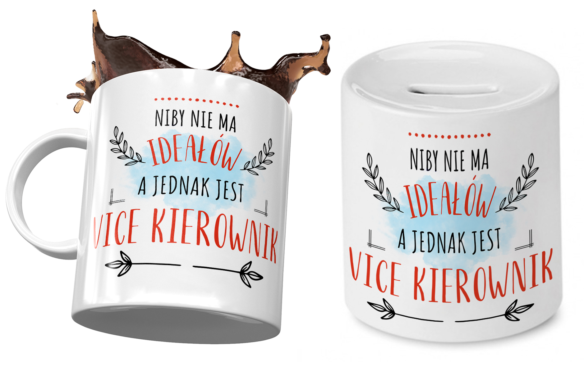 Dla Vice Kierownika Zestaw Kubek + Skarbonka Z Nadrukiem Ze Zdjęciem