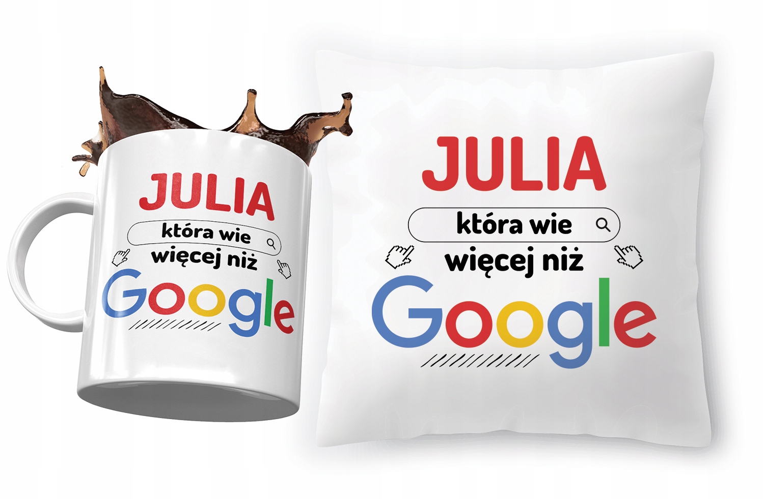 Zestaw Dla Juli Poduszka + Kubek Na Prezent Z Nadrukiem Ze Zdjęciem