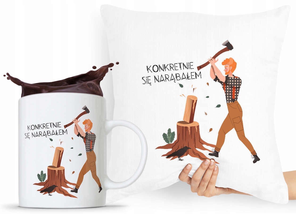 Zestaw Poduszka + Kubek Dla Drwala Prezent Z Nadrukiem Ze Zdjęciem