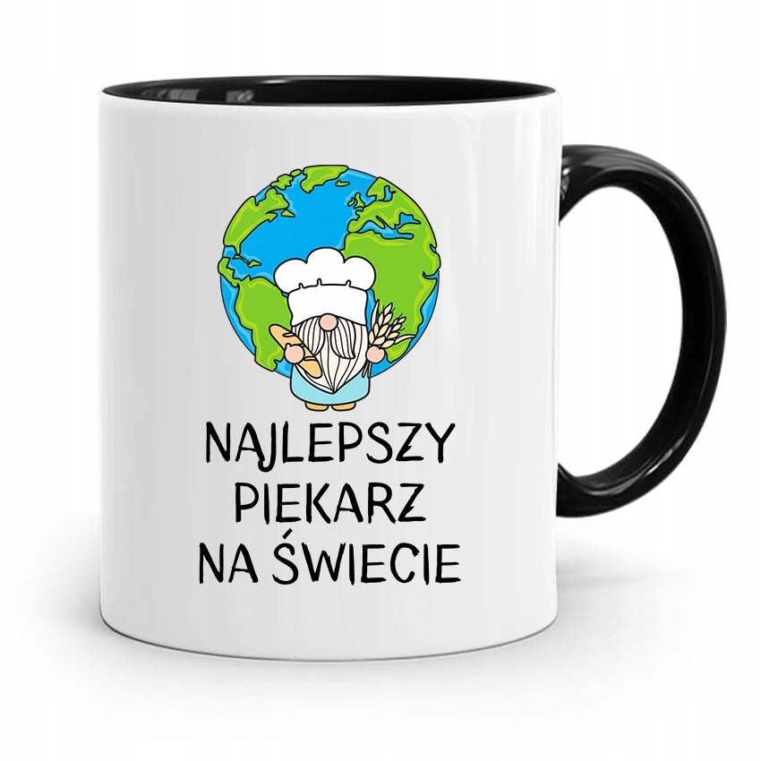 Kubek Czarny Prezent Dla Najlepszego Piekarza Z Nadrukiem Ze Zdjęciem