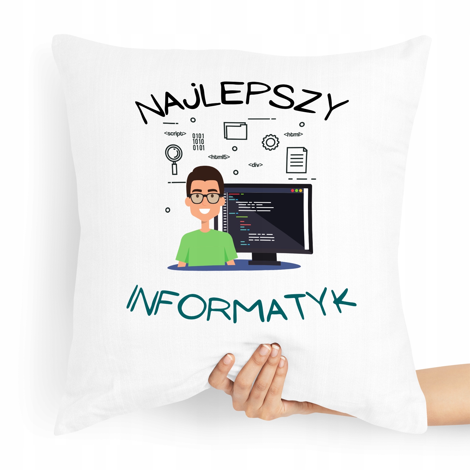 Poduszka Prezent Najlepszy Informatyk Programista Z Nadrukiem Ze Zdjęciem