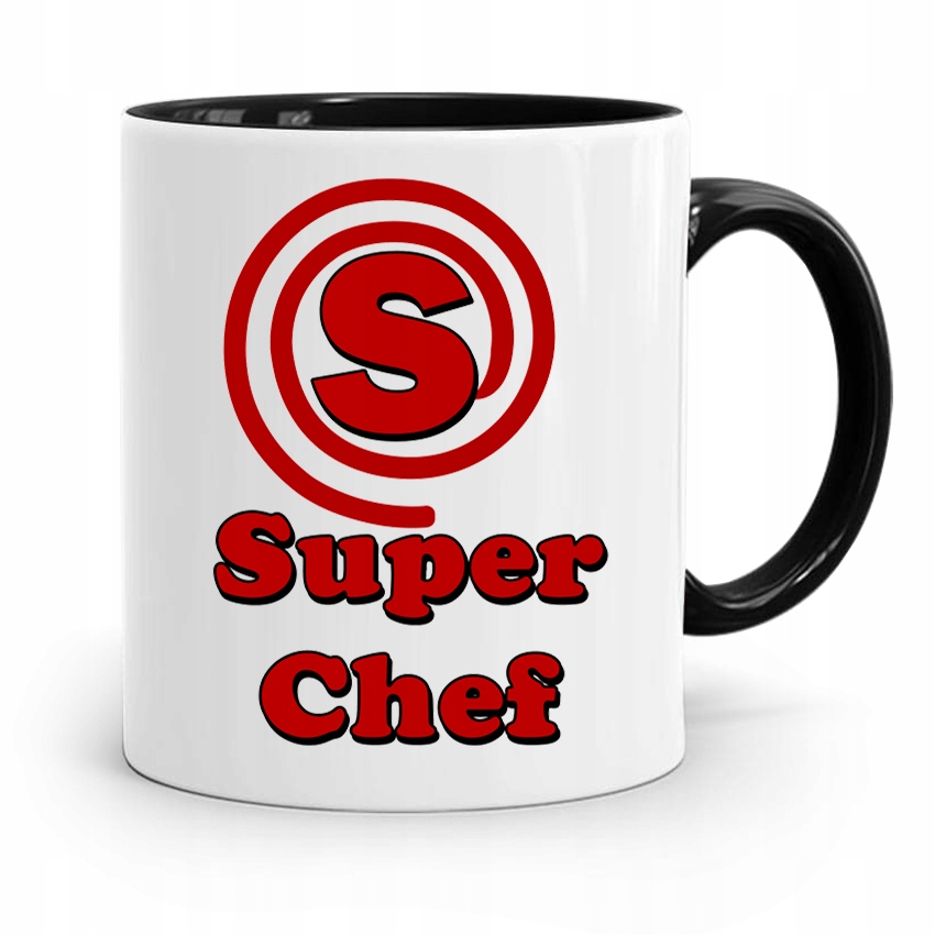Kubek Czarny Dla Kucharza Kucharki Super Chef Z Nadrukiem Ze Zdjęciem