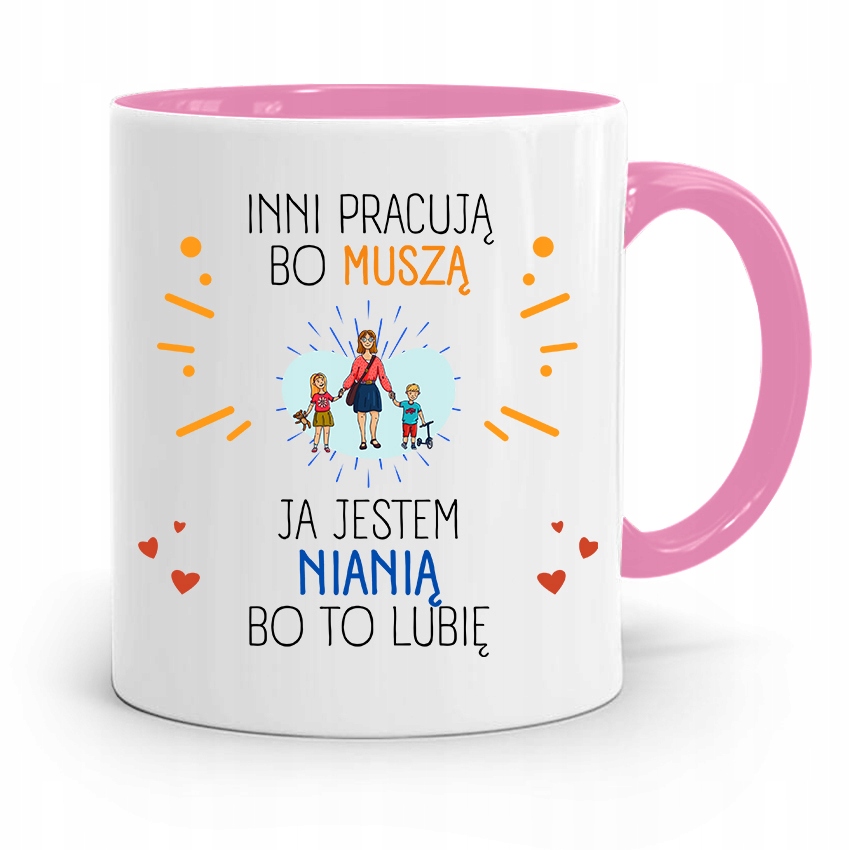 Dla Niani Opiekunki Kubek Różowy Na Prezent Z Nadrukiem Ze Zdjęciem
