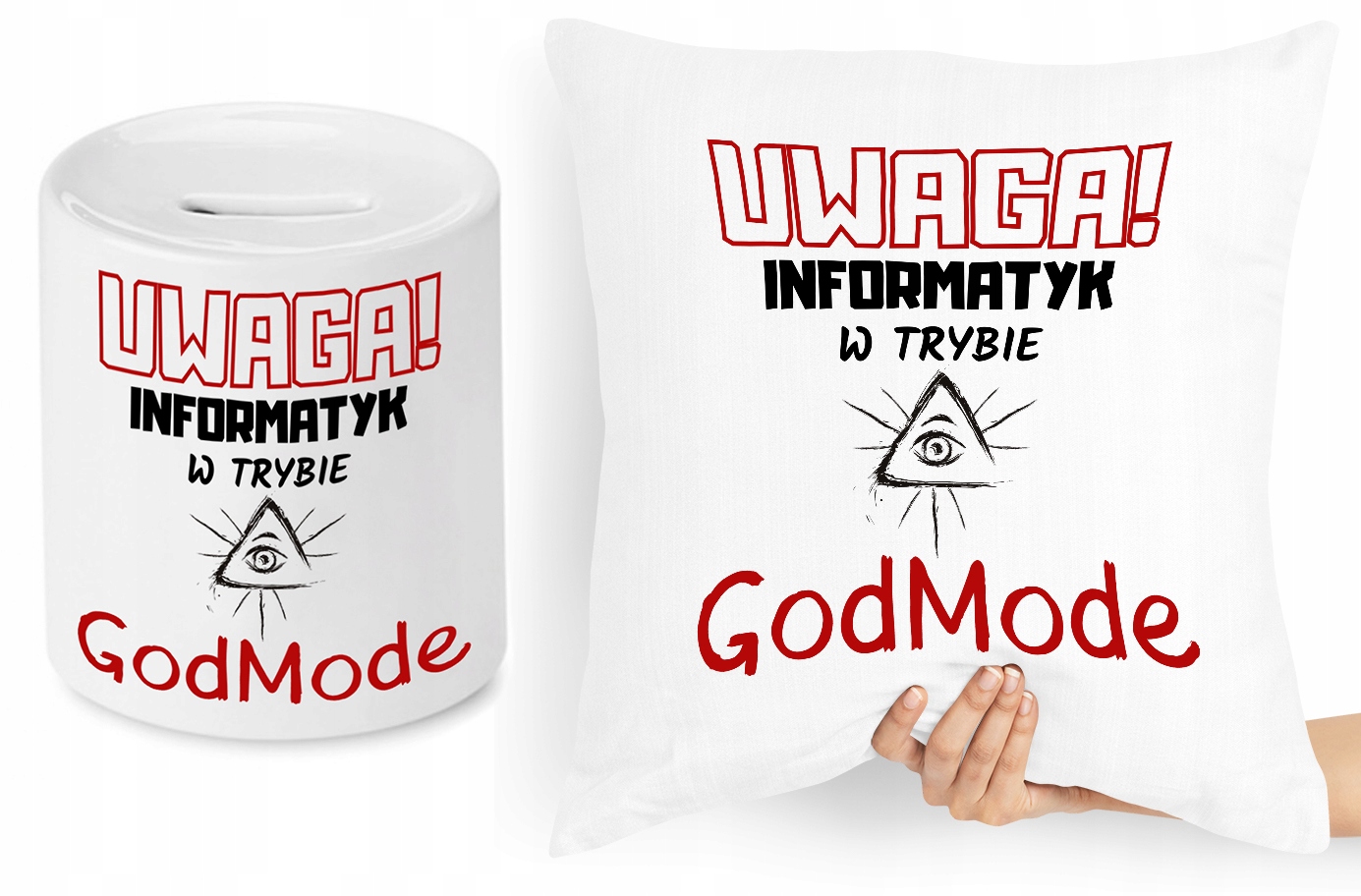 Dla Informatyka Zestaw Poduszka + Skarbonka Z Nadrukiem Ze Zdjęciem