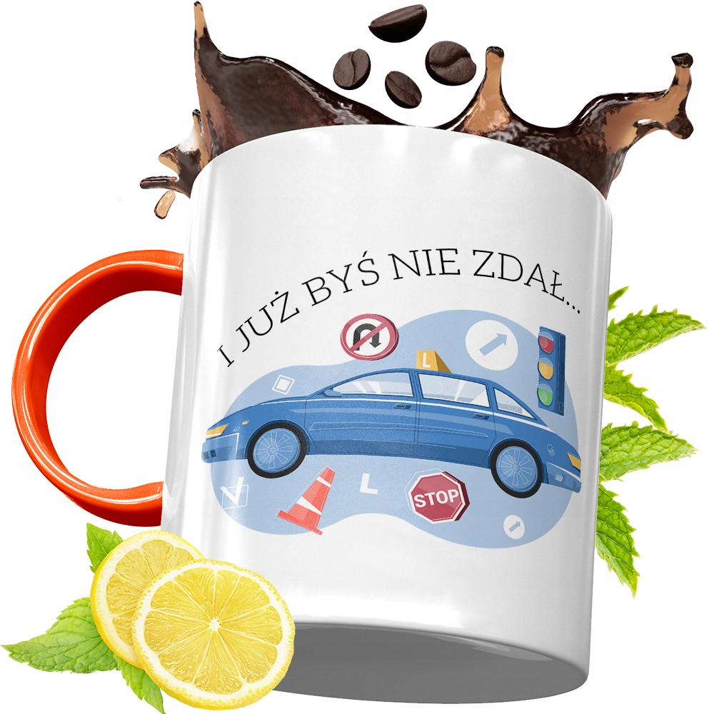 Kubek Pomarańczowy Dla Instruktora Prezent Z Nadrukiem Ze Zdjęciem