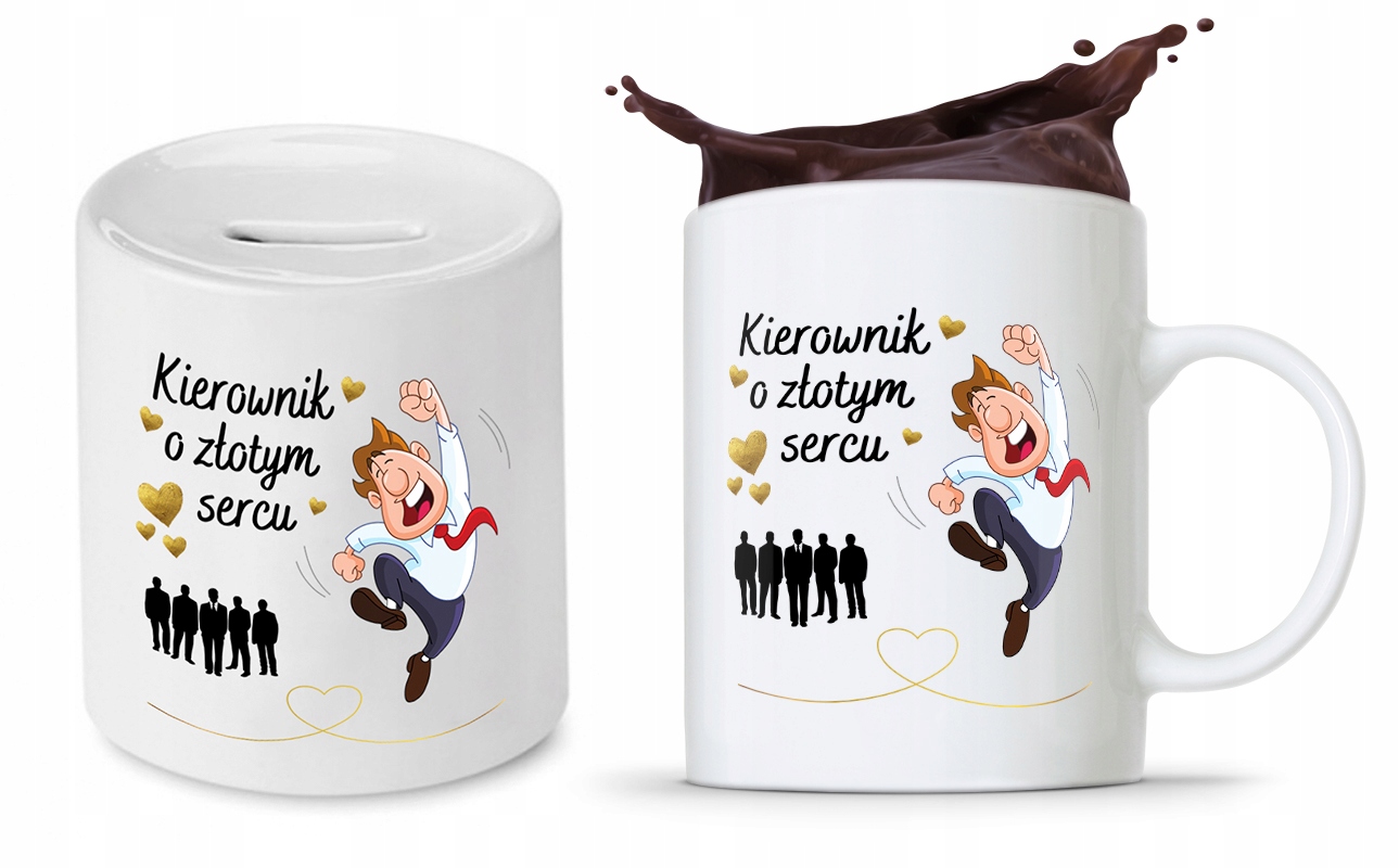 Dla Kierownika Zestaw Kubek + Skarbonka Prezent Z Nadrukiem Ze Zdjęciem