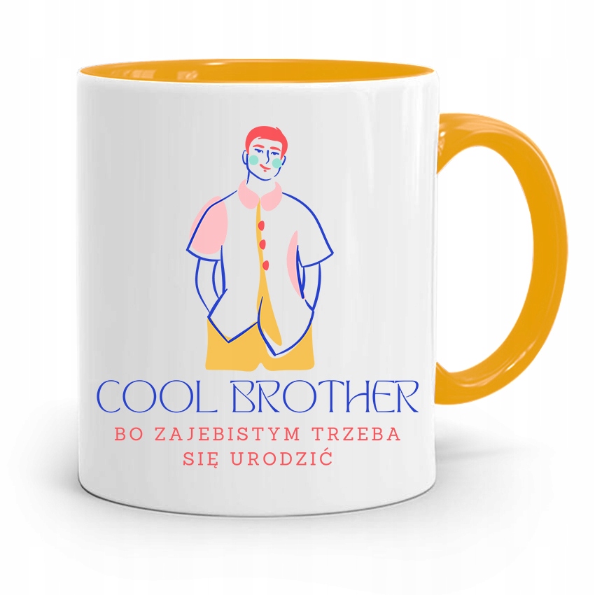 Kubek Żółty Prezent Dla Brata Cool Brother Z Nadrukiem Ze Zdjęciem