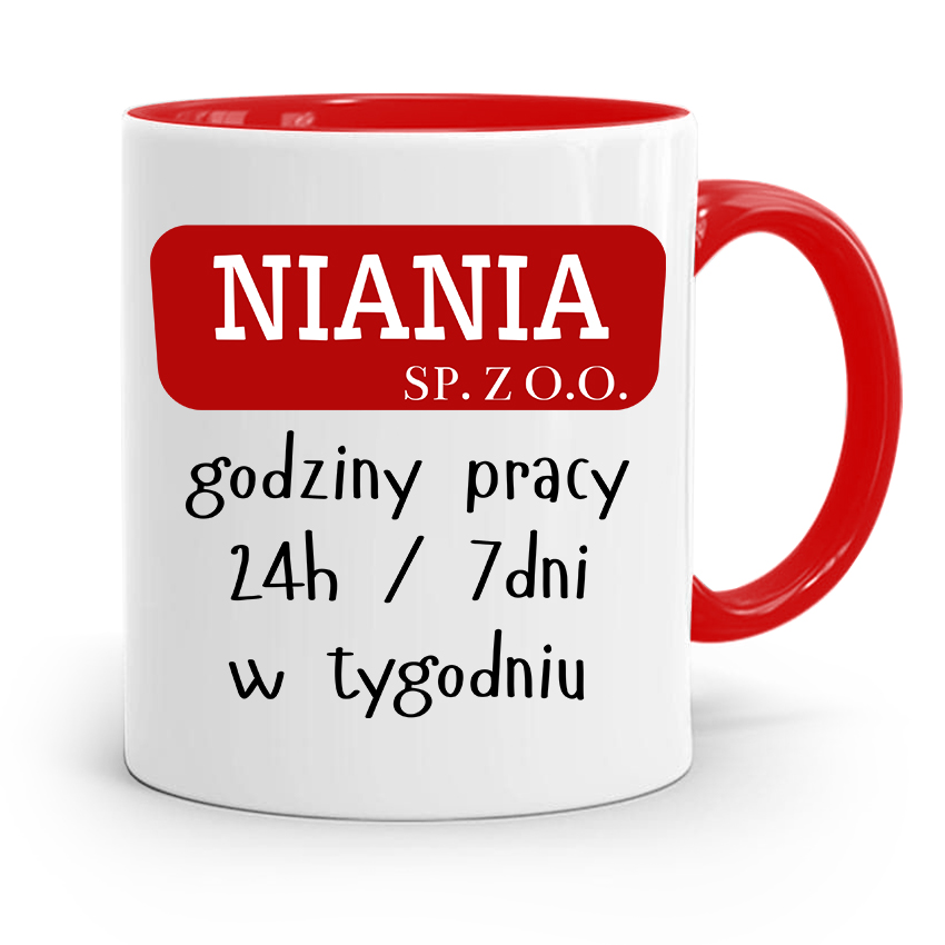 Dla Niani Opiekunki Kubek Czerwony Na Prezent Z Nadrukiem Ze Zdjęciem