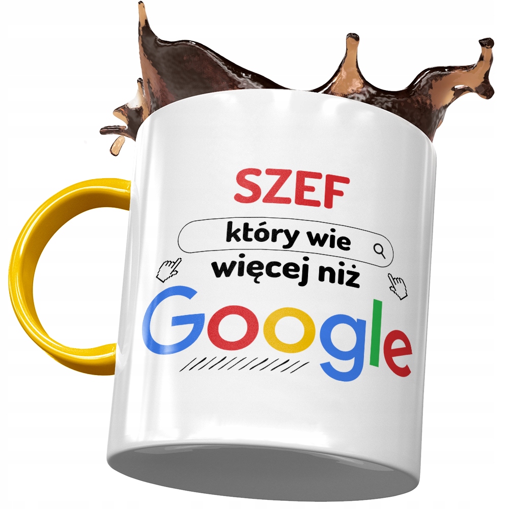 Kubek Żółty Dla Szefa Który Wie Więcej Niż Google Z Nadrukiem Ze Zdjęciem