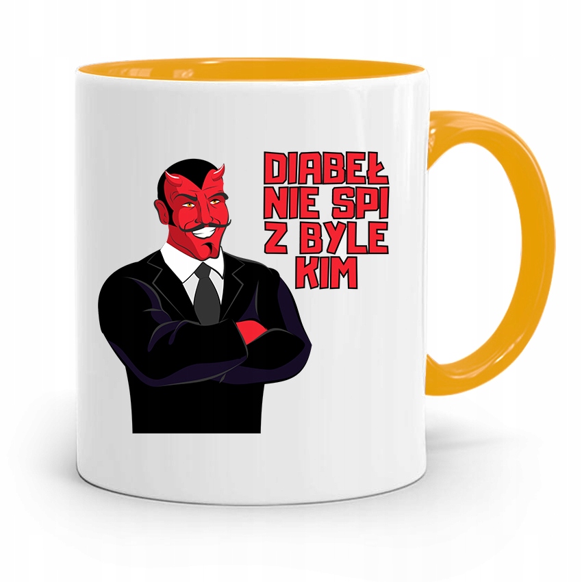 Kubek Żółty Dla Dziewczyny Nie Śpi Z Byle Kim Z Nadrukiem Ze Zdjęciem