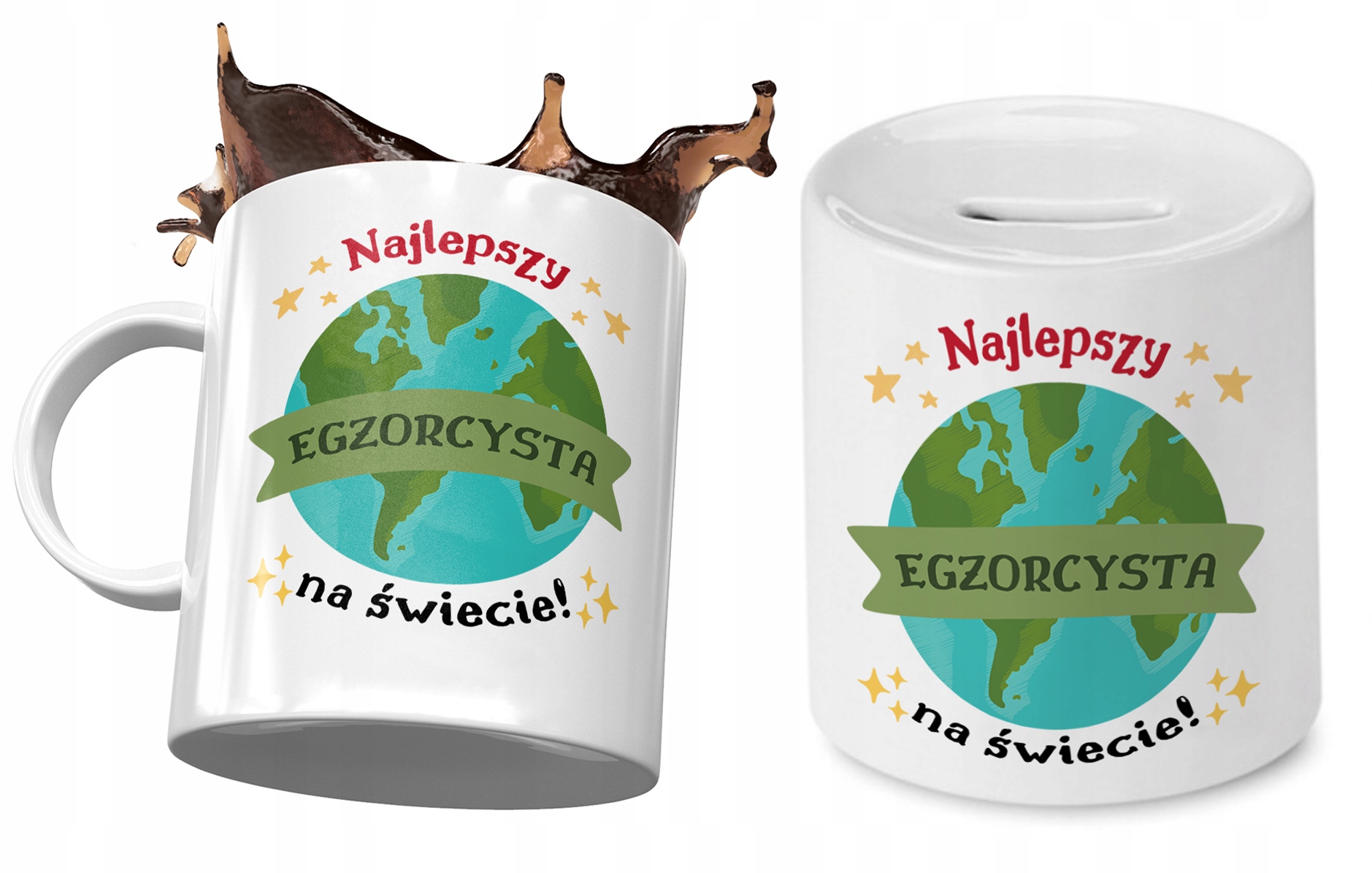 Dla Egzorcysty Zestaw Kubek + Skarbonka Na Prezent Z Nadrukiem Ze Zdjęciem