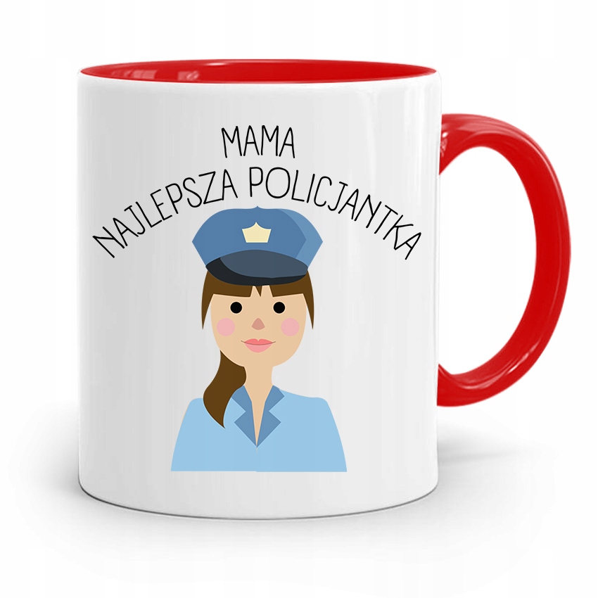 Kubek Czerwony Dla Najlepszej Mamy Policjantki Z Nadrukiem Ze Zdjęciem