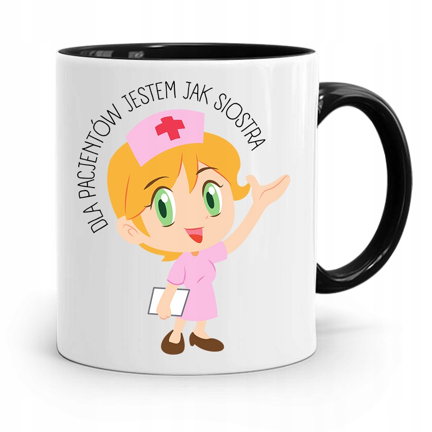 Kubek Czarny Prezent Dla Pielęgniarki Jak Siostra Z Nadrukiem Ze Zdjęciem
