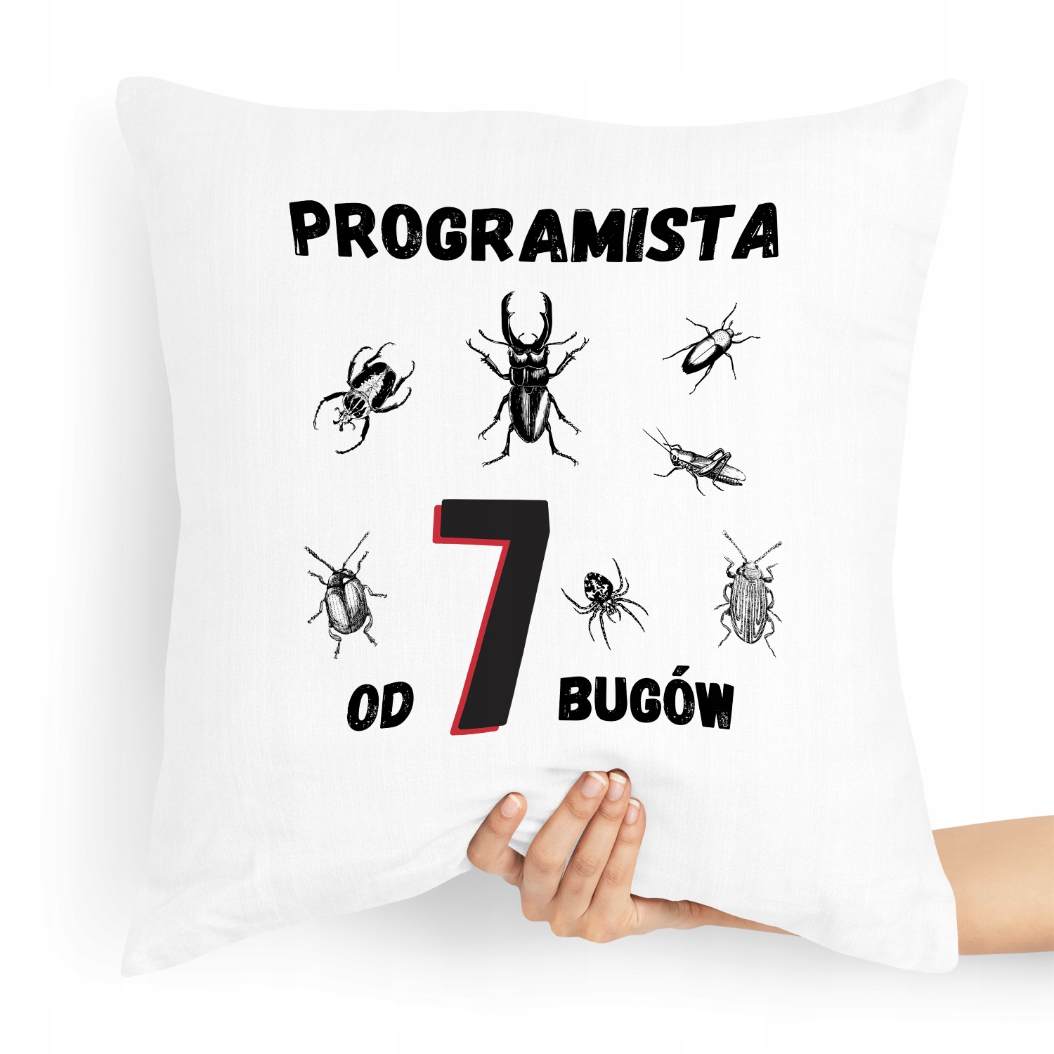 Poduszka Informatyka Programista Od Siedmiu Bugów Z Nadrukiem Ze Zdjęciem