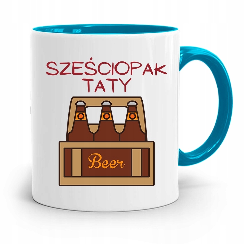 Kubek Błękitny Dla Taty Ojca Sześciopak Taty Z Nadrukiem Ze Zdjęciem