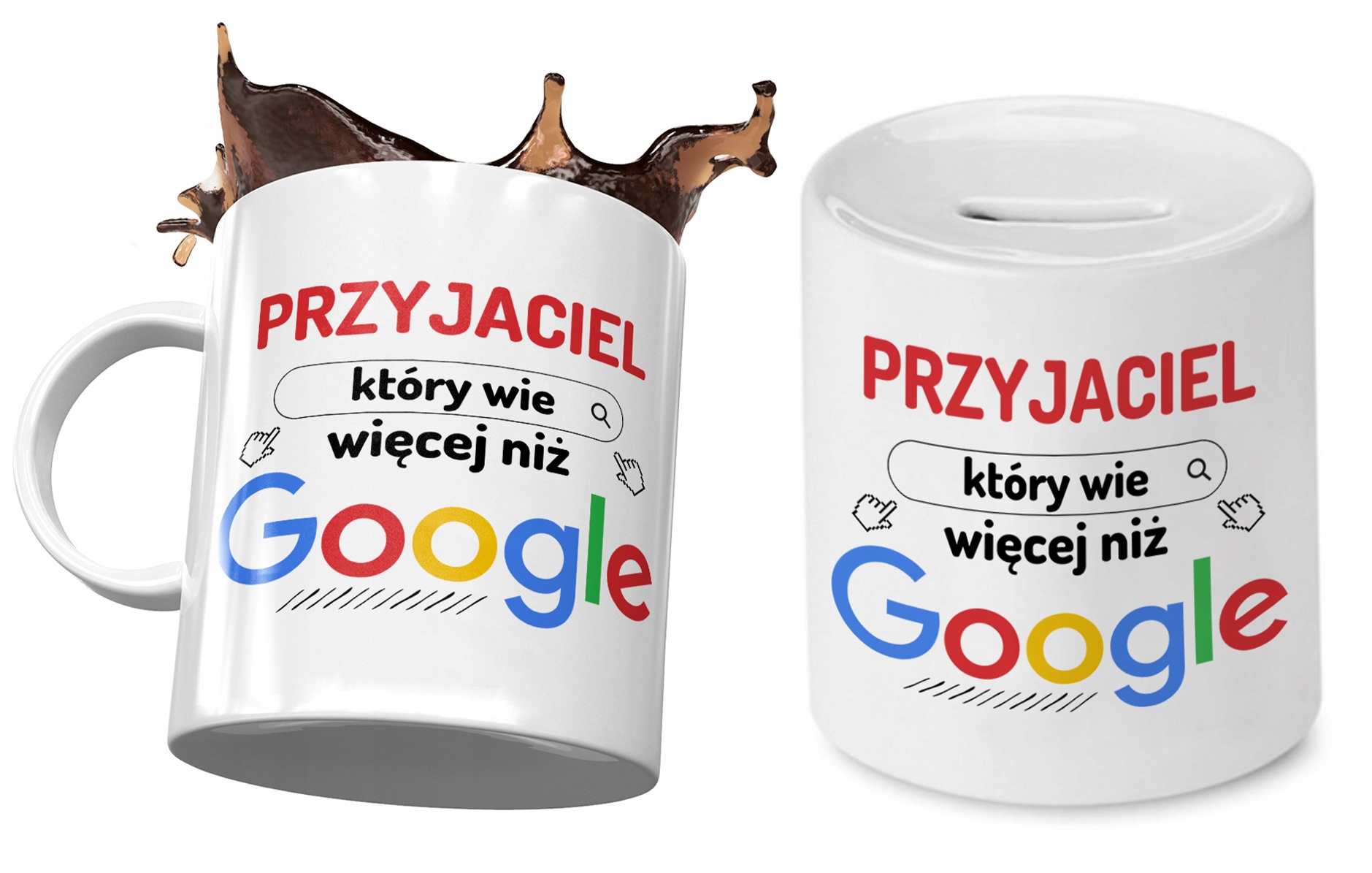 Dla Przyjaciela Zestaw Kubek + Skarbonka Prezent Z Nadrukiem Ze Zdjęciem