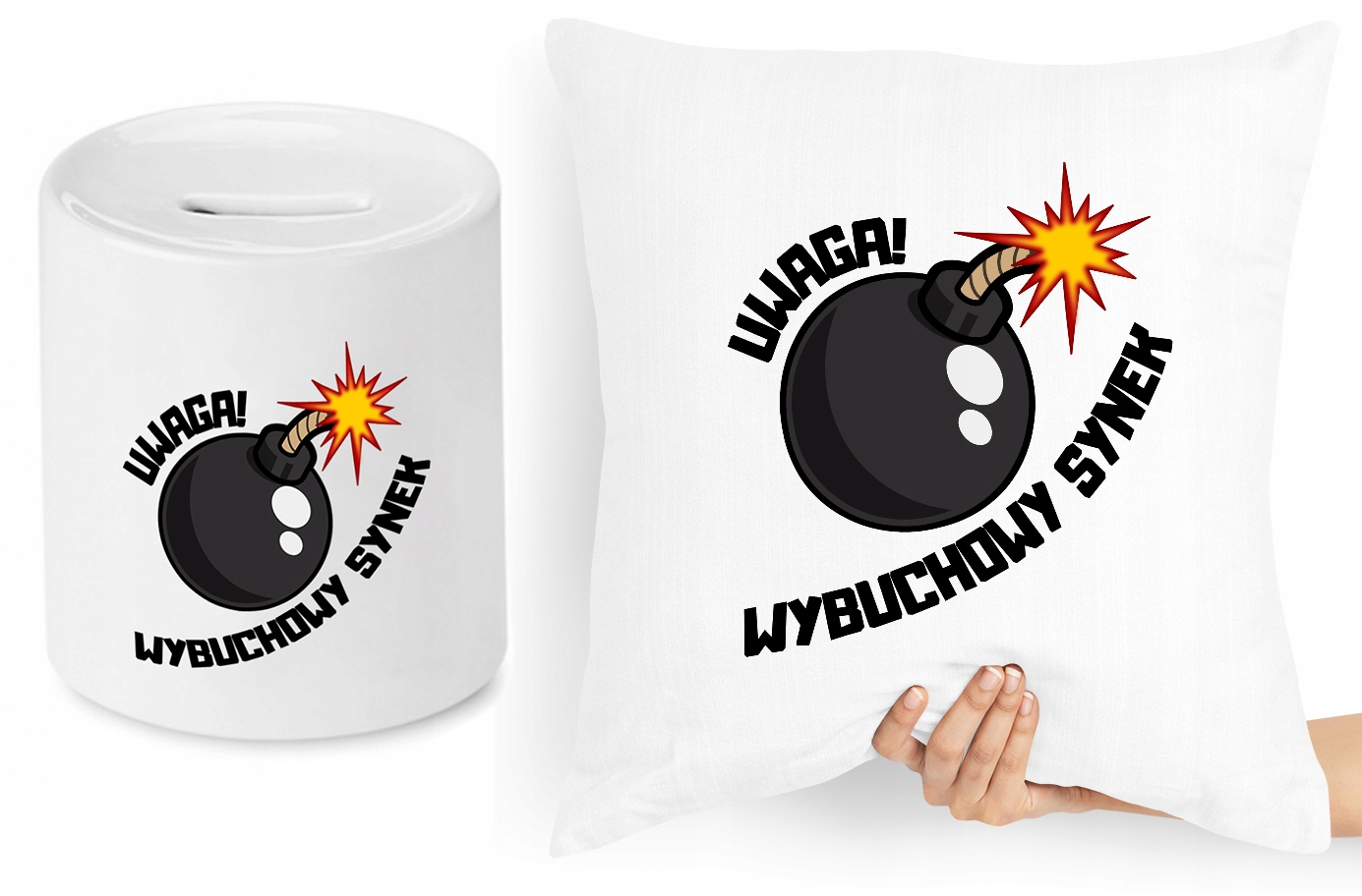 Dla Syna Zestaw Poduszka + Skarbonka Prezent Z Nadrukiem Ze Zdjęciem