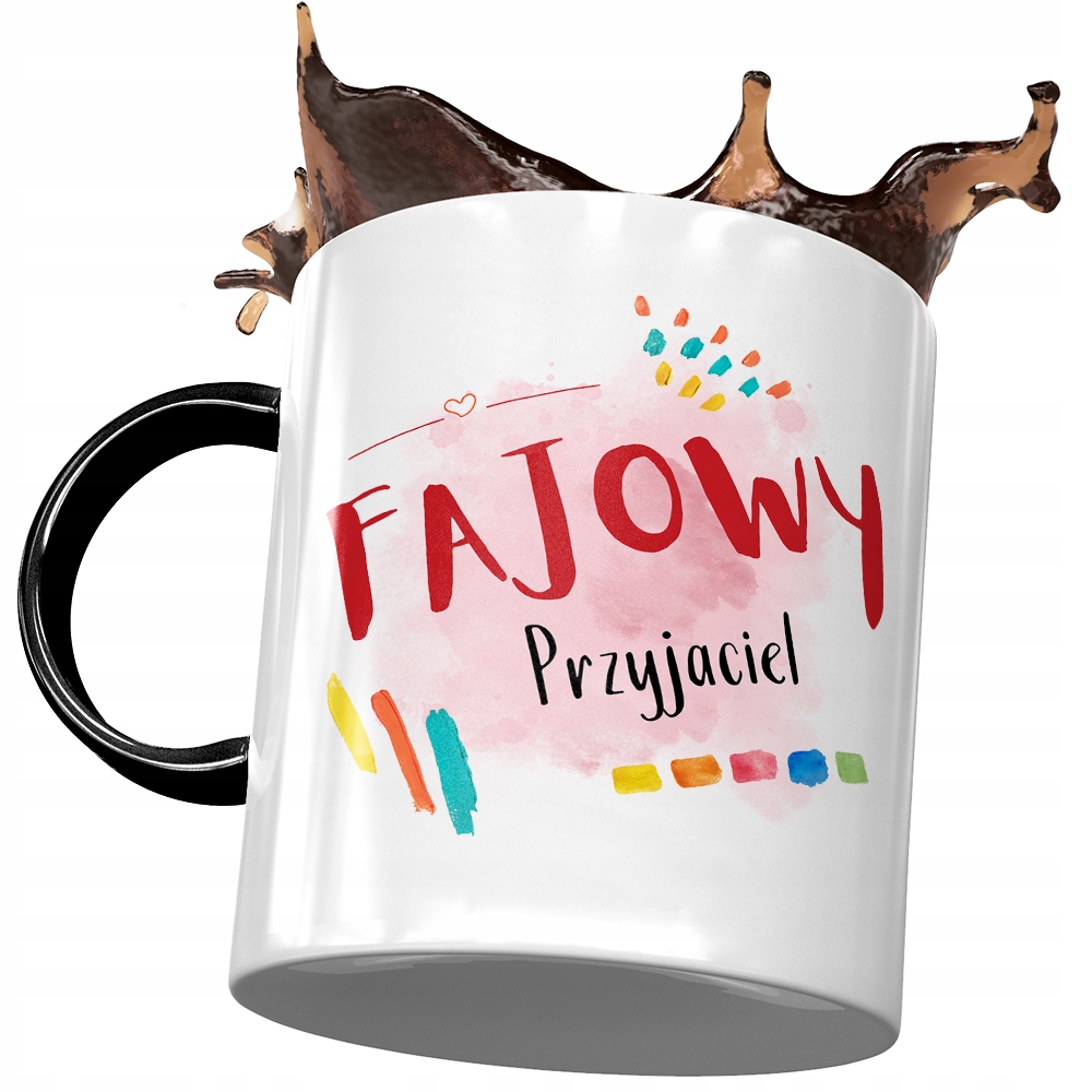 Kubek Czarny Przyjaciela Fajowy Przyjaciel Z Nadrukiem Ze Zdjęciem