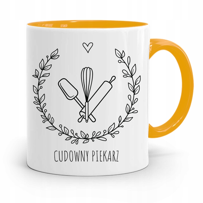 Kubek Żółty Dla Piekarza Cudowny Piekarz Prezent Z Nadrukiem Ze Zdjęciem