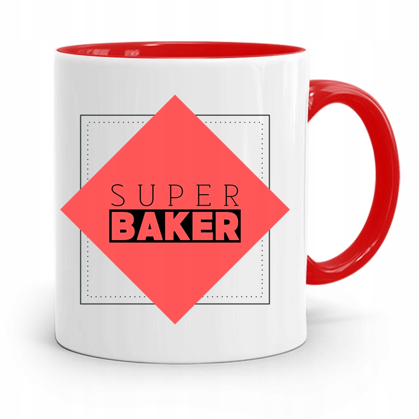 Kubek Czerwony Dla Piekarza Super Baker Prezent Z Nadrukiem Ze Zdjęciem