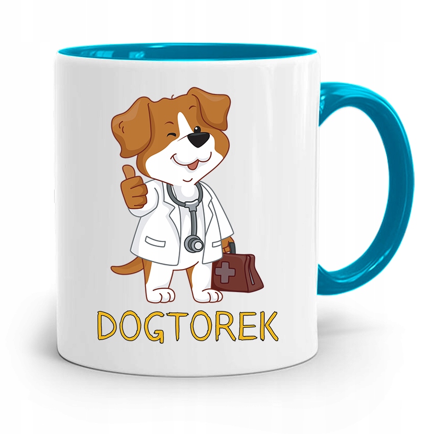 Kubek Błękitny Weterynarza Dogtorek Prezent Z Nadrukiem Ze Zdjęciem
