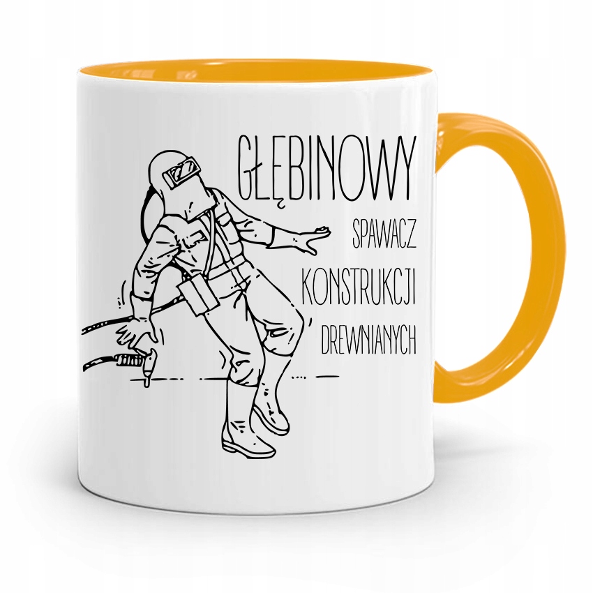 Kubek Żółty Prezent Dla Spawacza Głębinowy Spawacz Z Nadrukiem Ze Zdjęciem