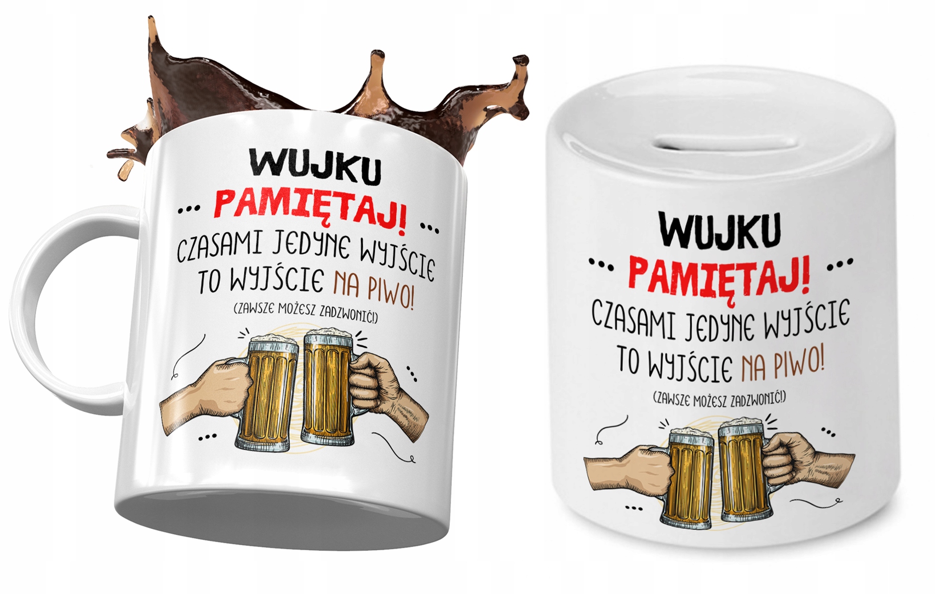 Dla Wujka Zestaw Kubek + Skarbonka Na Prezent Z Nadrukiem Ze Zdjęciem