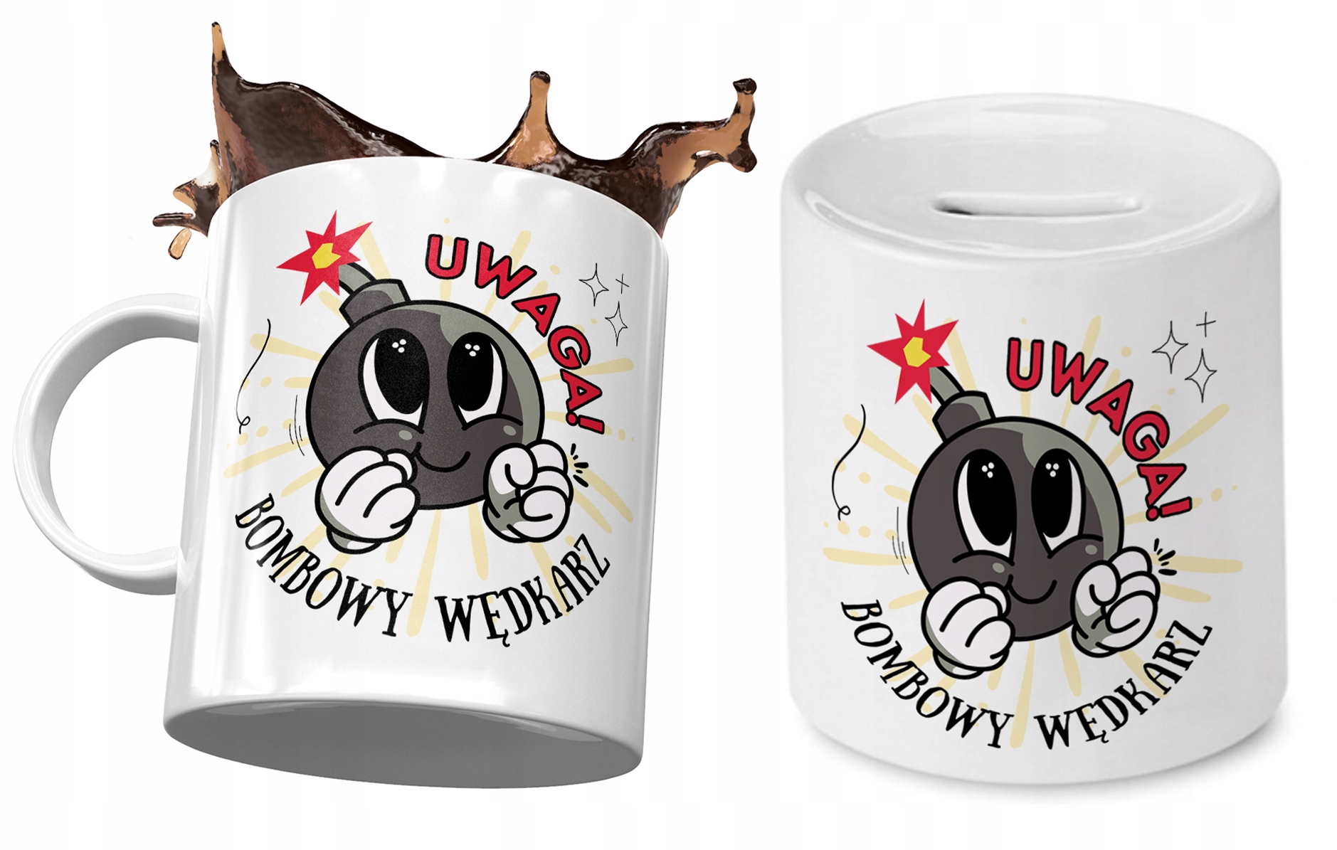 Dla Wędkarza Zestaw Kubek + Skarbonka Prezent Z Nadrukiem Ze Zdjęciem