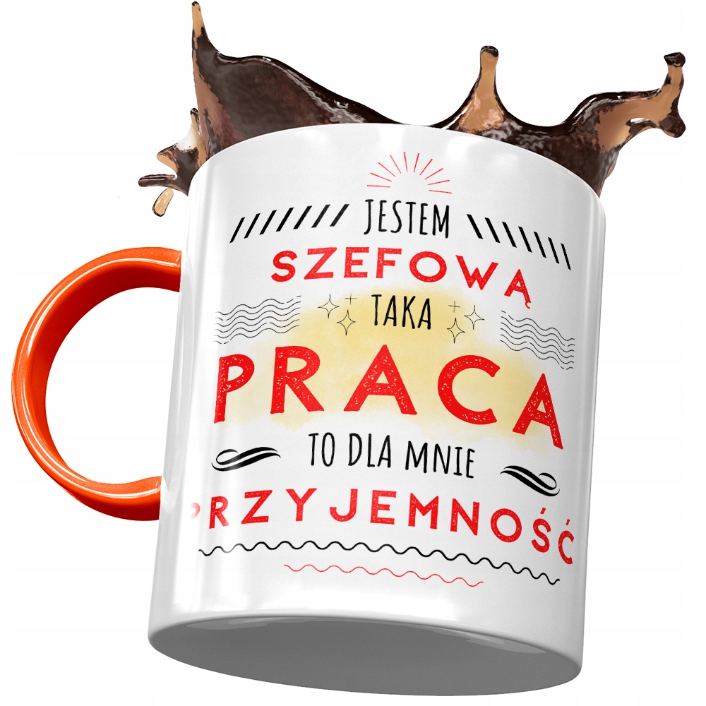 Kubek Pomarańczowy Dla Szefowej Prezent Z Nadrukiem Ze Zdjęciem