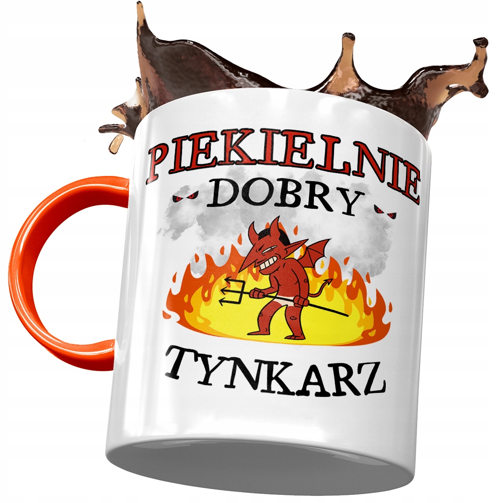 Kubek Pomarańczowy Dla Tynkarza Piekielnie Dobry Z Nadrukiem Ze Zdjęciem