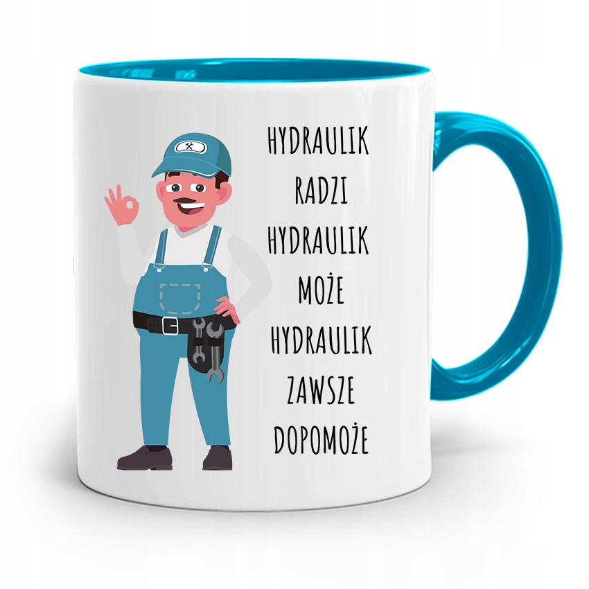 Kubek Błękitny Prezent Dla Hydraulika Hydraulik Z Nadrukiem Ze Zdjęciem