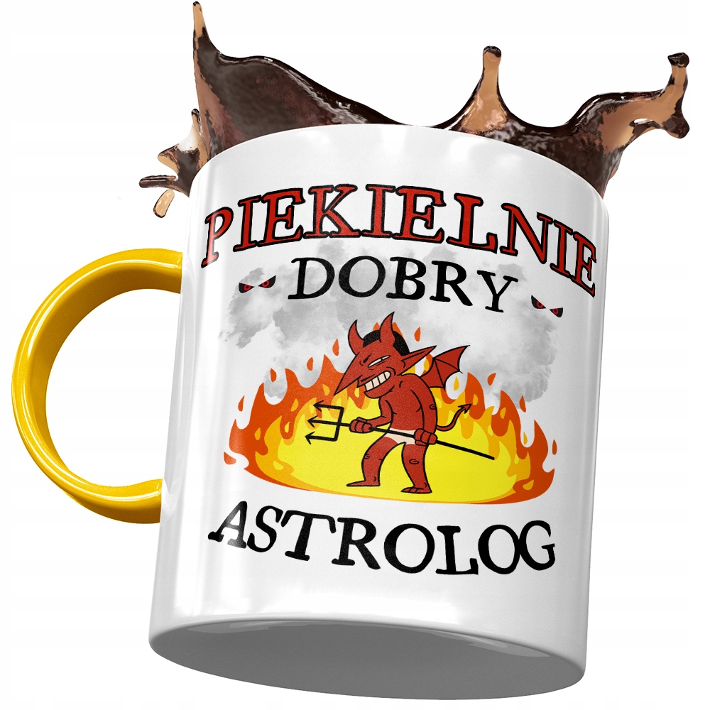 Kubek Żółty Dla Astrologa Piekielnie Dobry Z Nadrukiem Ze Zdjęciem
