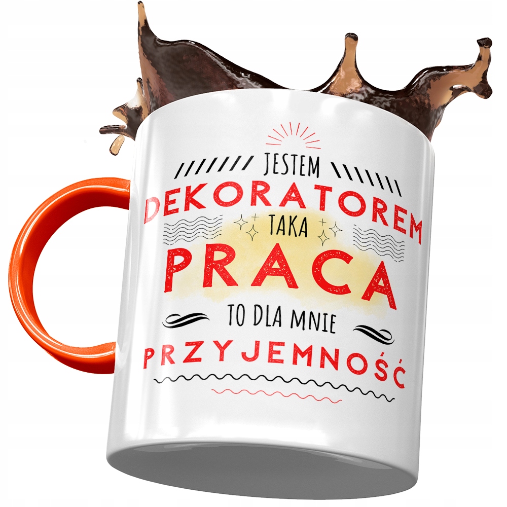 Kubek Pomarańczowy Dla Dekoratora Na Prezent Z Nadrukiem Ze Zdjęciem