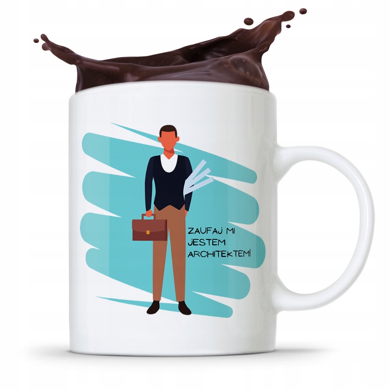 Kubek Architekta Projektanta Zaufaj Mi! Prezent Z Nadrukiem Ze Zdjęciem