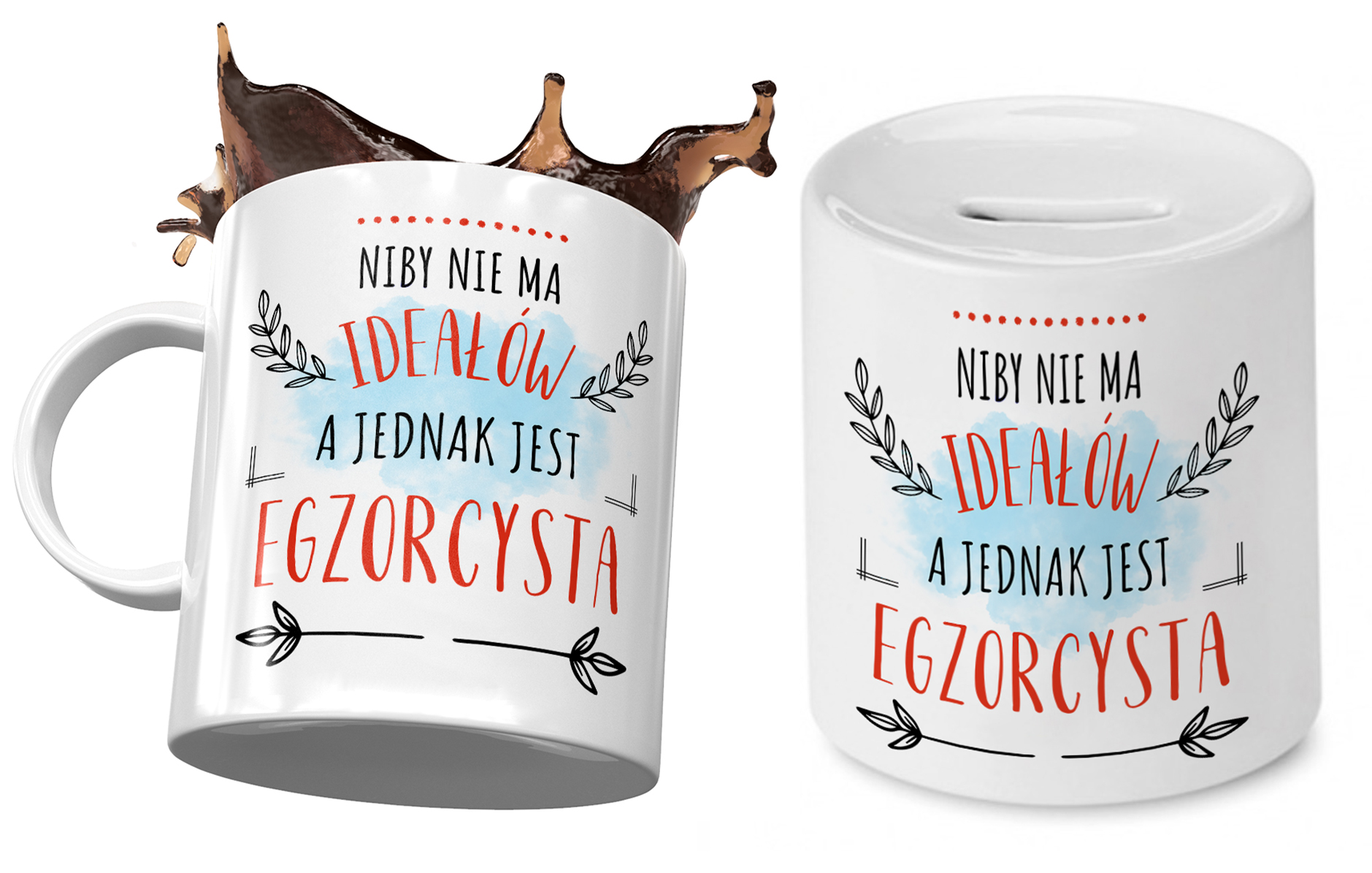 Dla Egzorcysty Zestaw Kubek + Skarbonka Na Prezent Z Nadrukiem Ze Zdjęciem